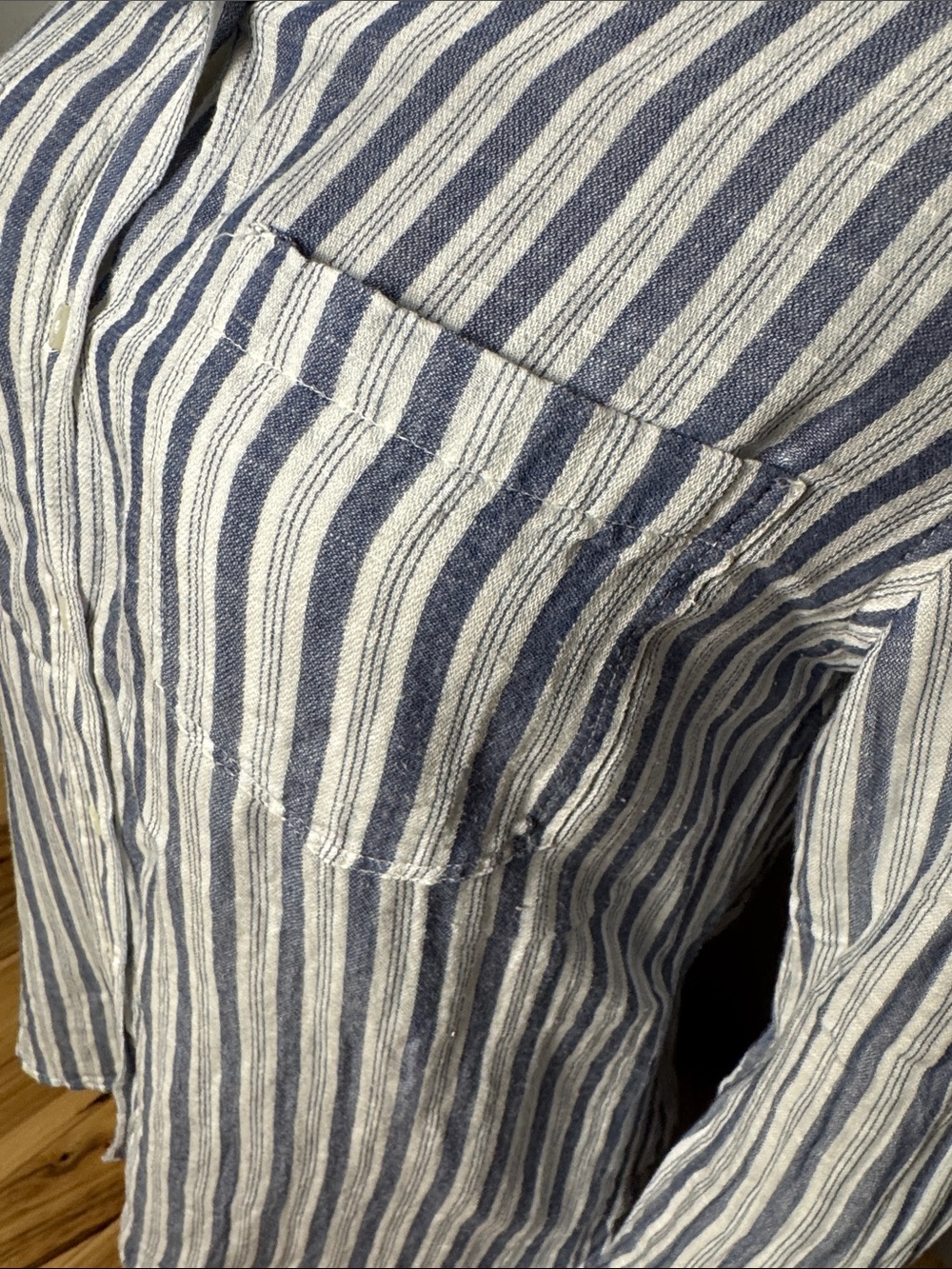 Lucky Brand Striped Button-Up Women’s Shirt in Blue and White - Picture 5 of 8